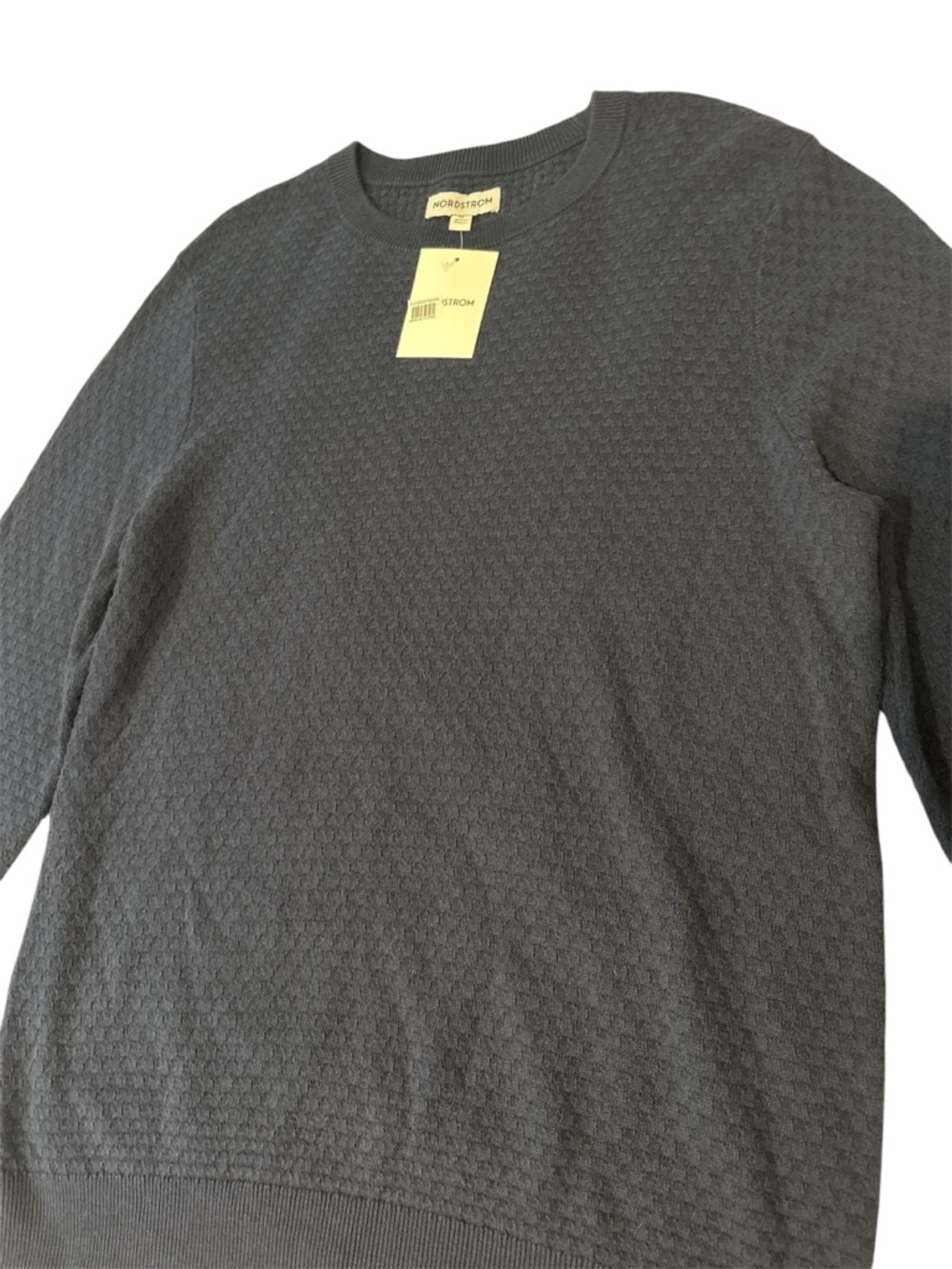 Nordstrom Men’s Dark Navy Crewneck Textured Sweater - Picture 2 of 5